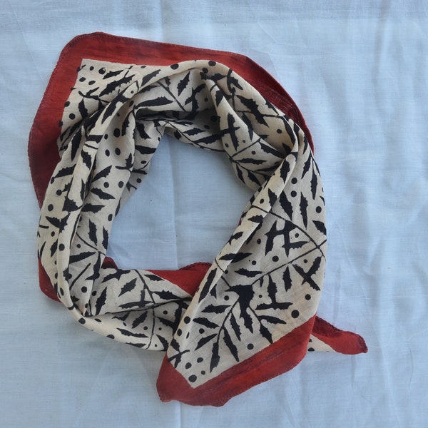 Bandana Scarf Hand Block Print Natural Dye, Handmade,block Print, Natural Colours,Block Print,Organic Colours,Organic Cotton.