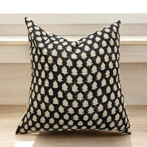 Handcrafted Linen Pillow Cover - Natural & Eco-Friendly Home Décor, Hand Block Floral Pillow Covers,  Hand Blocked Cushion Cover