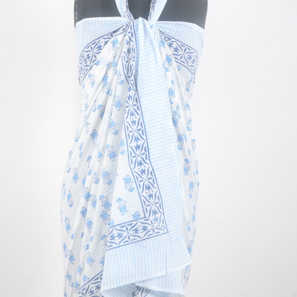 Block Print Scarves, Indian Cotton Sarong, Decorative Handmade Cotton, Beach Pareo, Printed Sarong, Organic cotton sarong