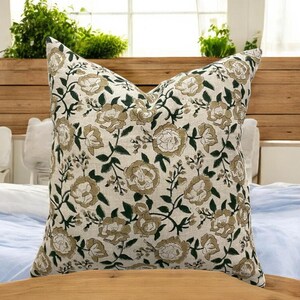 Handcrafted Linen Pillow Cover - Natural & Eco-Friendly Home Décor, Hand Block Floral Pillow Covers,  Hand Blocked Cushion Cover