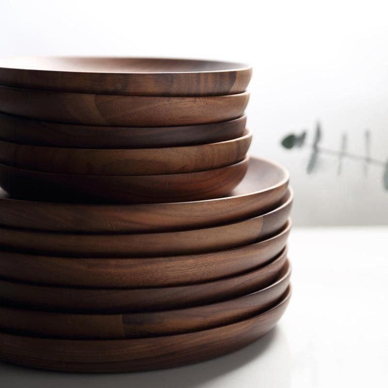 Natural Wooden Plates Wooden Dishes Wood Food Plate Natural Etsy