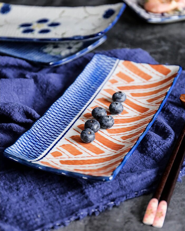 94 Inch Japanese Ceramic Plate Handpainted Serving Plate Etsy