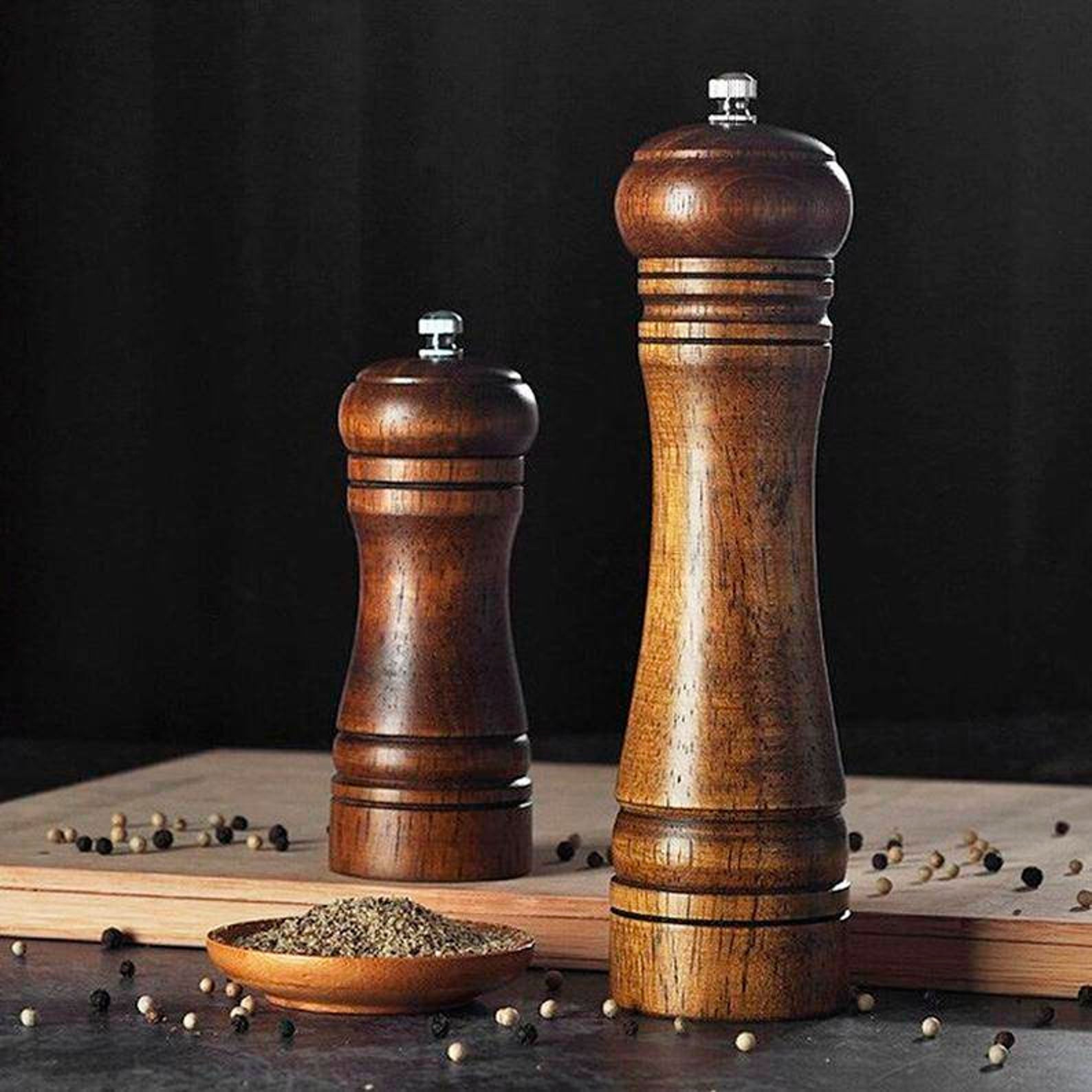 Set 2pcs Wooden Pepper Grinder Pepper Mill Spice Grinder Etsy