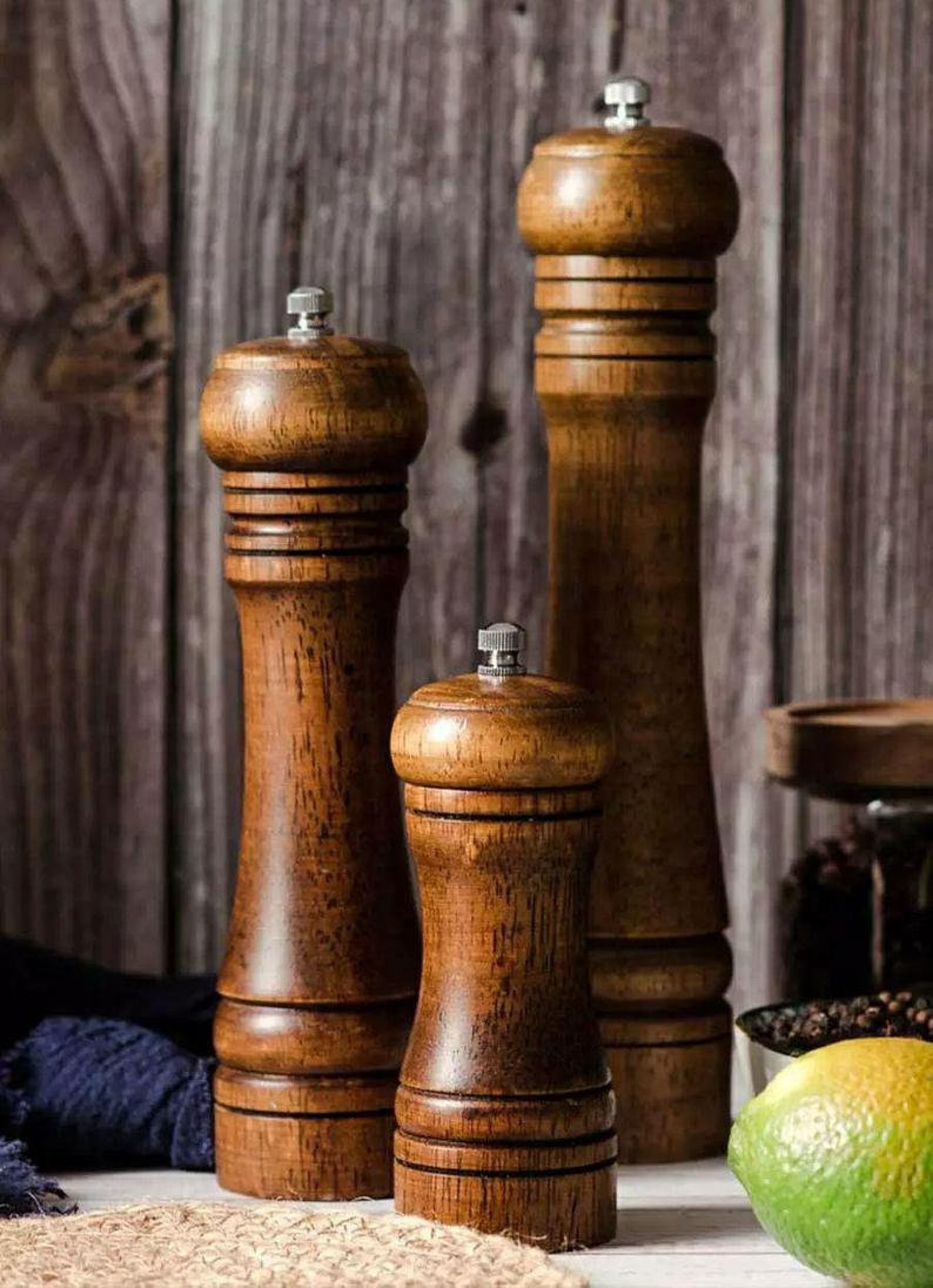 Set 2pcs Wooden Pepper Grinder Pepper Mill Spice Grinder Etsy