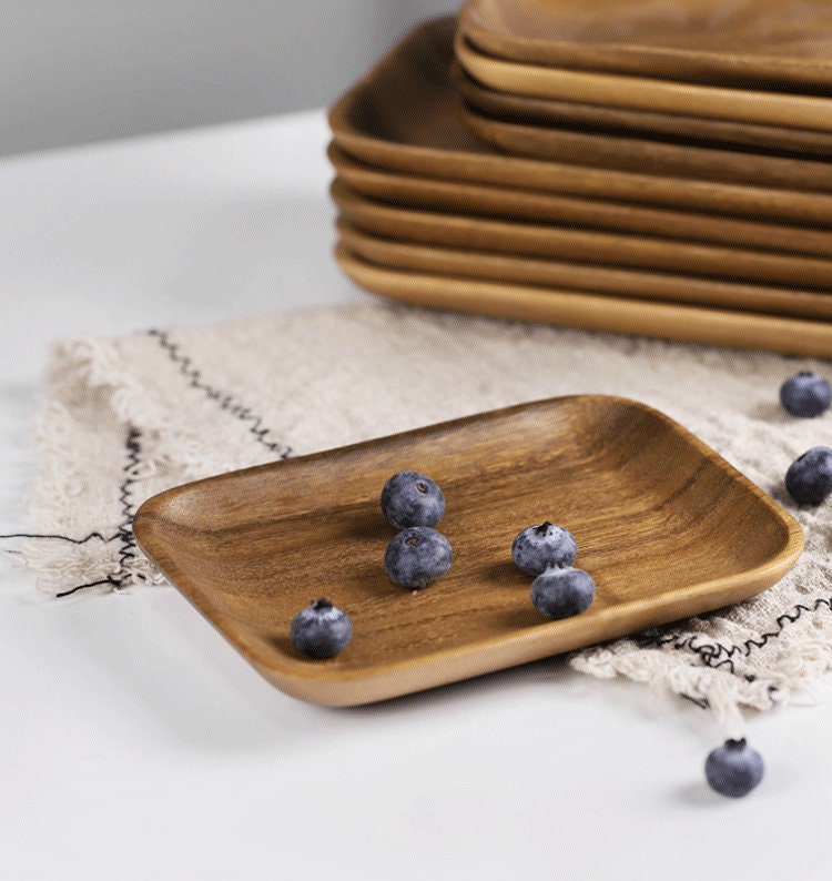 Wooden Tray Wooden Dishes Wood Food Tray Natural Acacia Etsy
