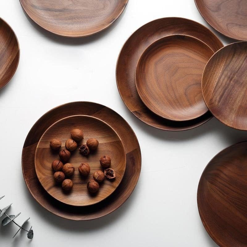 Natural Wooden Plates Wooden Dishes Wood Food Plate Natural Etsy