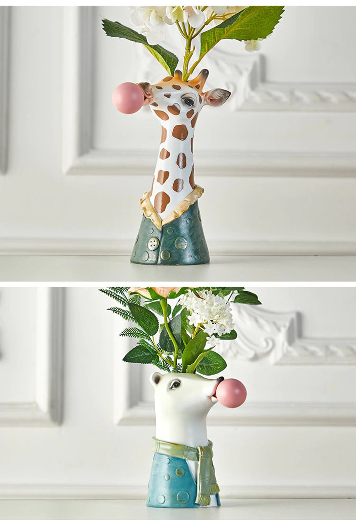 Resin Vase Minimal Resin Vase Animal Face Art Vases Etsy