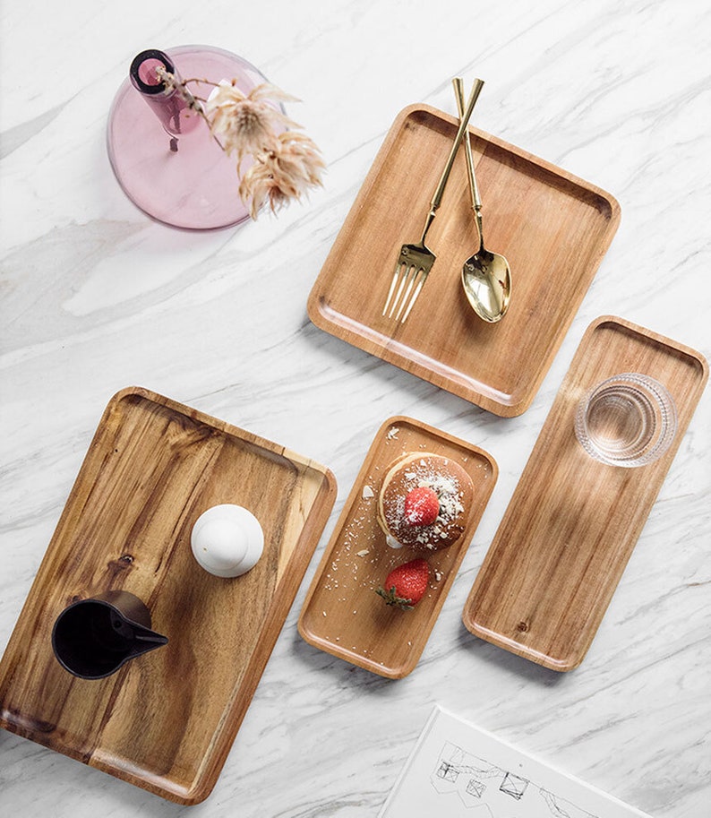Wooden Tray Wooden Dishes Wood Food Board Natural Wood Etsy