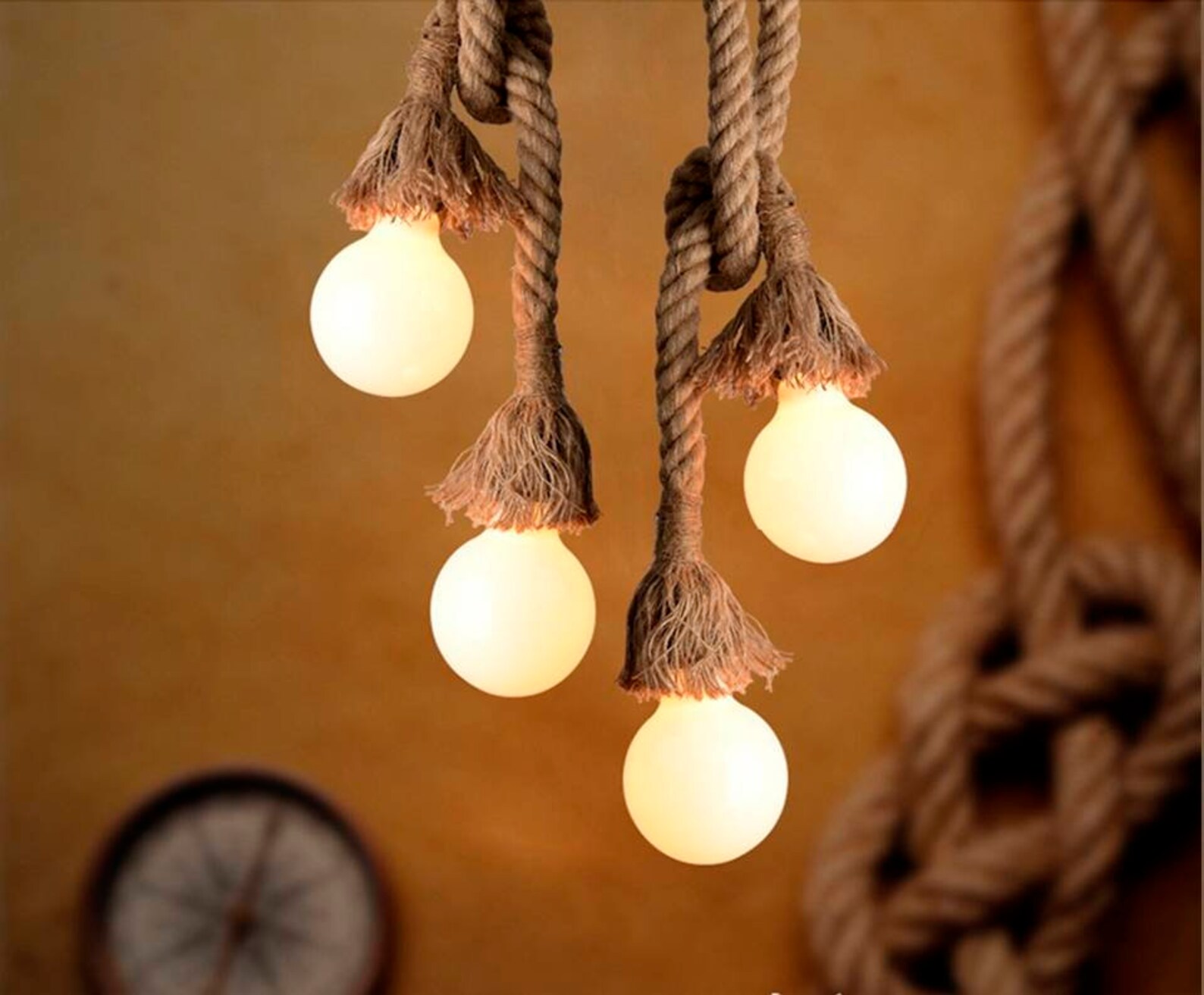 Hanging Lamp Vintage Hemp Rope Lamp Jute Rope Lamp Etsy