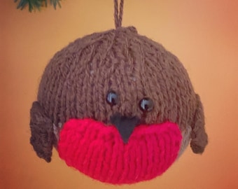 Robin, Handmade knitted Christmas decoration, hanging bauble,Irish, made in Ireland, Christmas gift, quirky cute gift, robin