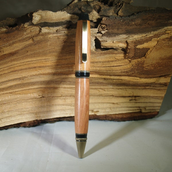 Antique Brass Cigar pen in hand turned Madrone wood