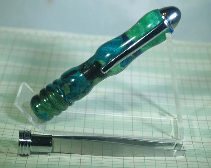 Stainless Steel Tweezers dressed in Buckeye burl and resin