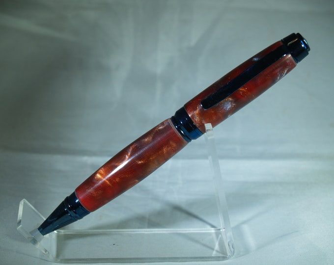 Blue galaxy twist pen in red,copper, and blue