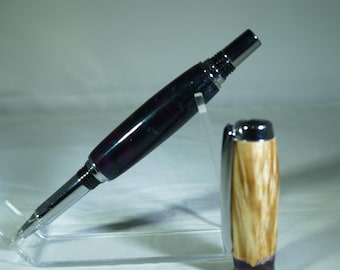 chrome Eco Jr rollerball dressed in maple Burl and alumilite resin