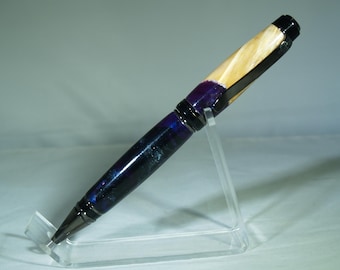 Gun Metal cigar pen in maple burl and alumilite resin