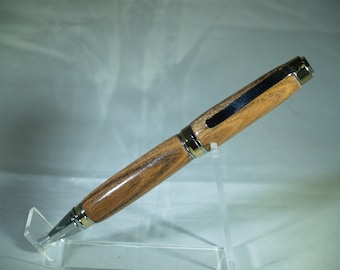 Golden and chrome twist pen dressed in hand turned Rosewood