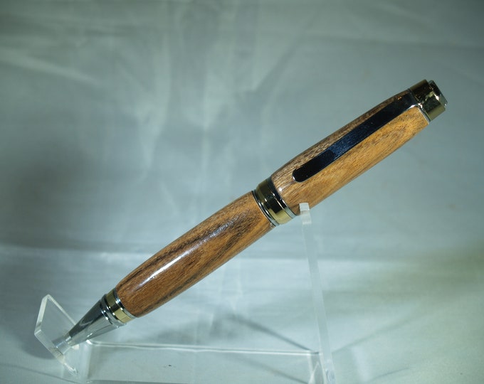 Golden and chrome twist pen dressed in hand turned Rosewood