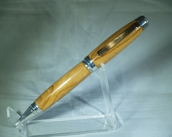 Aluminum Cigar Twist pen in hand turned Almond Wood