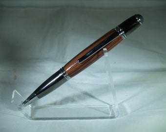 Gun Metal and Chrome twist pen in hand turned Kingwood