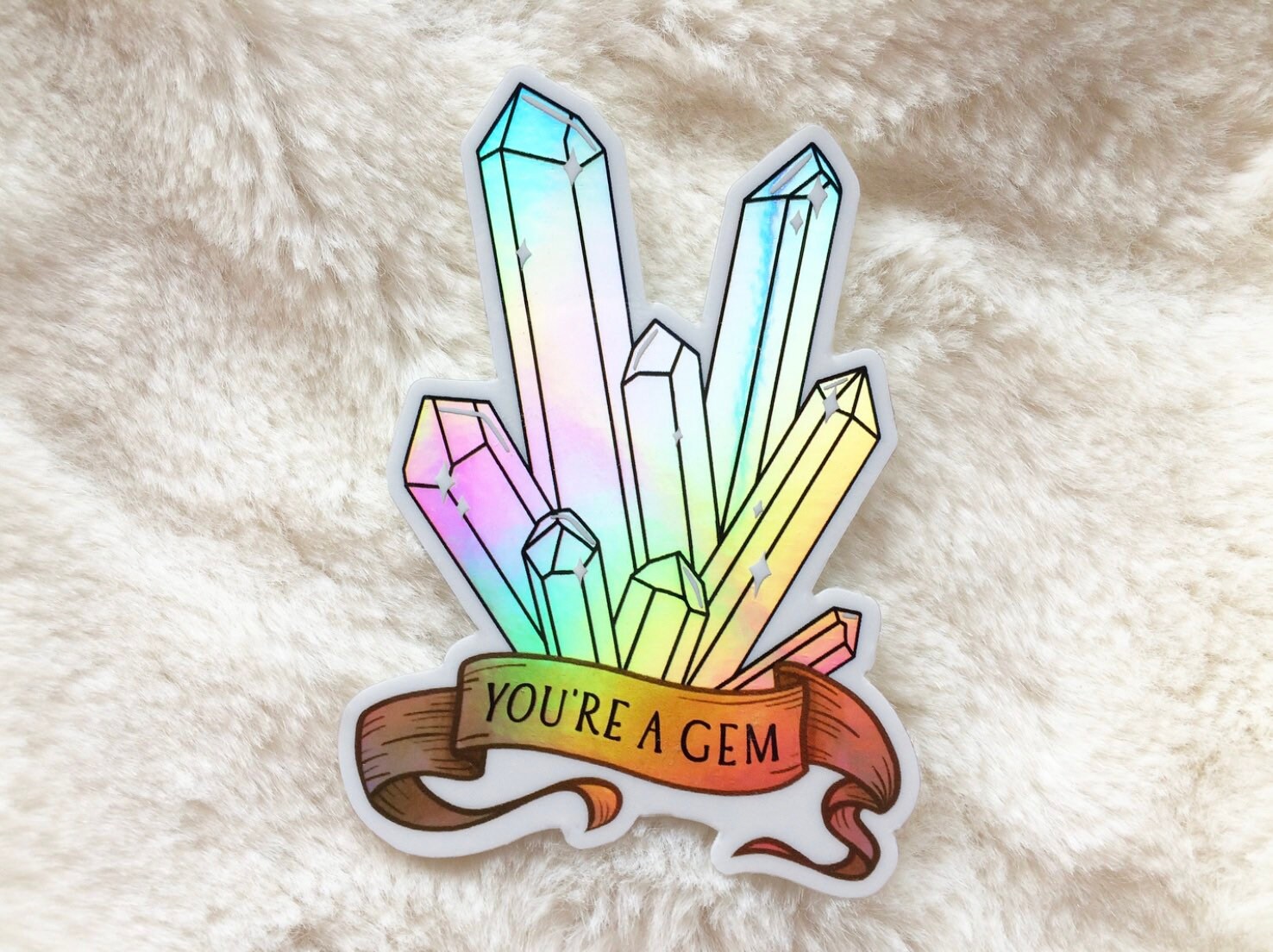 Crystal Gemstone Sticker Holographic Amethyst Decal Rose Etsy UK