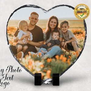 PHOTO SLATE HEART shape rock Personalised Photo Gift