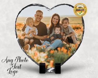 PHOTO SLATE HEART shape rock Personalised Photo Gift