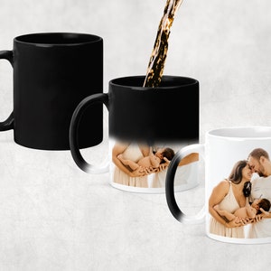 Gepersonaliseerde magische mok, van kleur veranderende beker, gepersonaliseerde cadeaumok, elke foto, logo afbeeldingstekst, foto verrassingsmok
