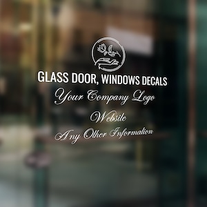 Pegatina personalizada de calcomanía de ventana de vidrio, logotipo de la ventana de la oficina de la tienda, dirección, eslogan del sitio web Pegatinas de puerta o ventana fáciles de aplicar HECHO PERSONALIZADO
