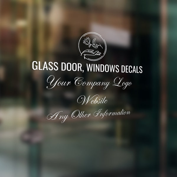 Personalised Glass Window decal Sticker , Shop Office Window Logo, Address, Website Slogan Door Or window Stickers Easy To Apply CUSTOM MADE