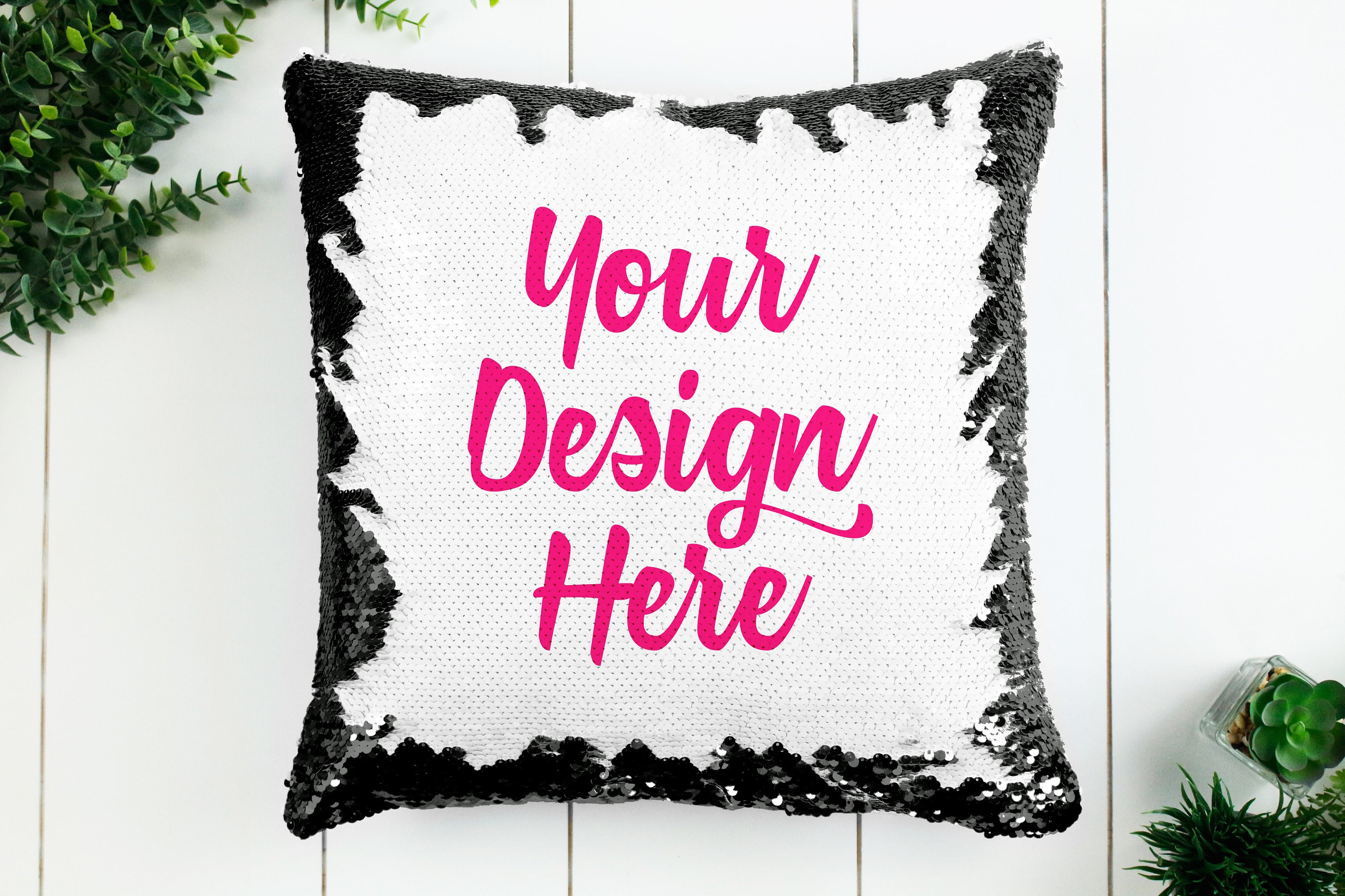Personalised sequin cushion cover magic reveal photo pillow Etsy