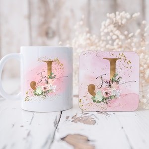Personalised Mug , Name Mug ,Bone China Mug, Gift Set Mug And Coaster, Personalised Initial Coaster , Name Mug And Coaster Gift