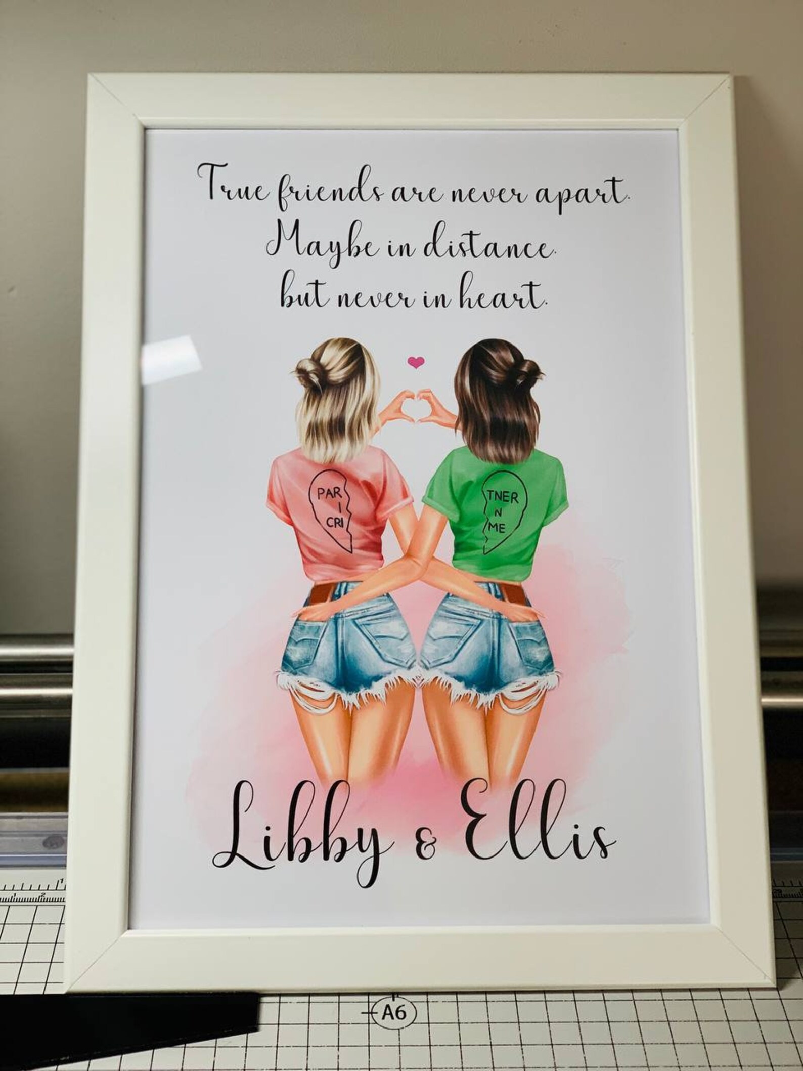 Best Friend Print Frame Black & White Bestie Gift A4 Size Etsy