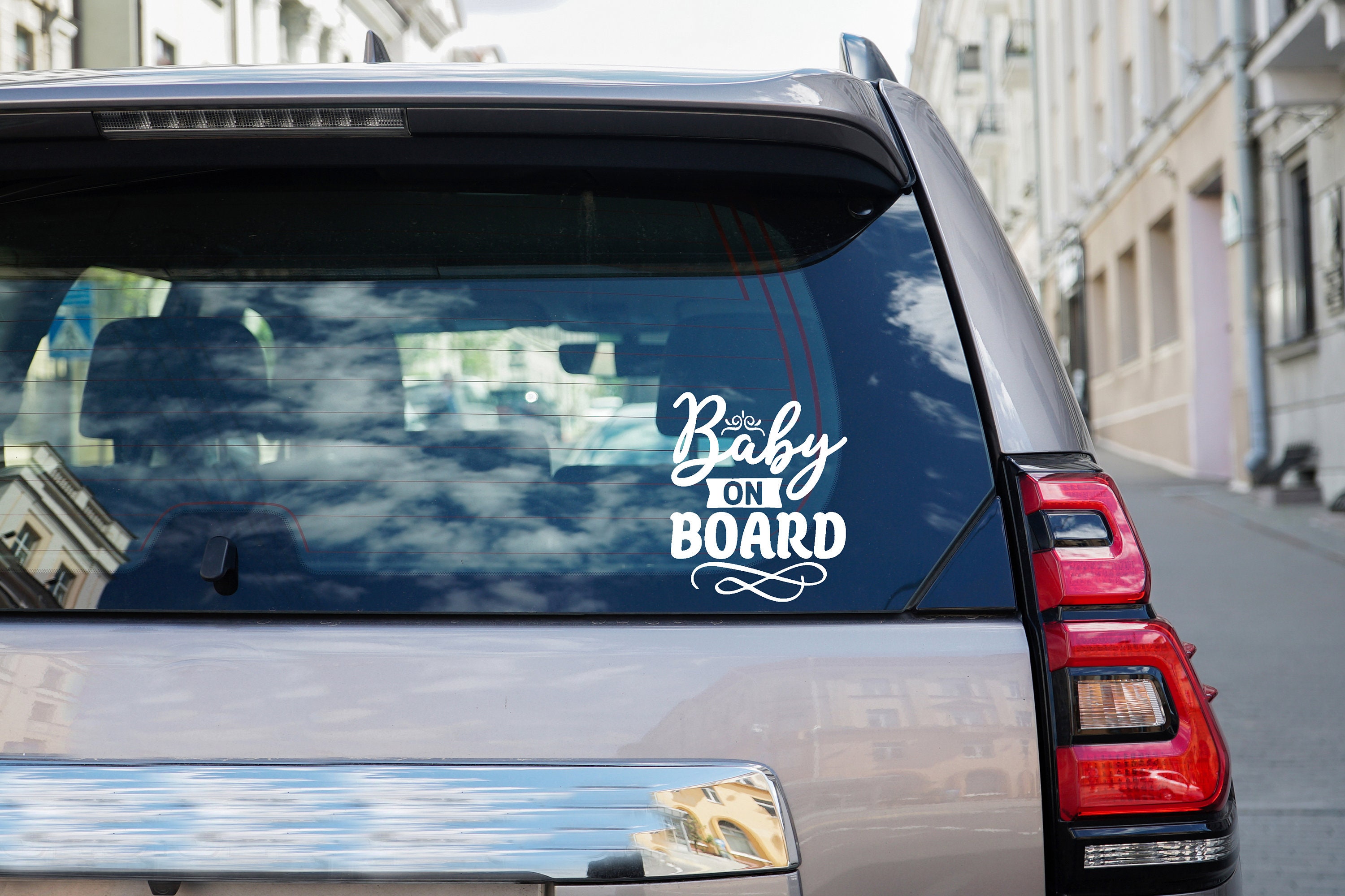 Baby On Board Car Sticker - 2 Pack Safety Sign, Waterproof Vinyl, 8x2.5 Inches, Turquoise