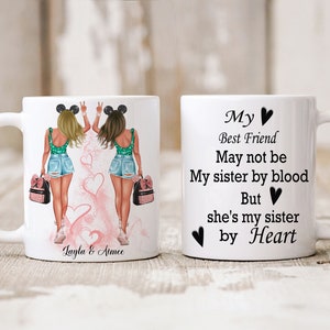Best Friends Taza personalizada, taza de cotización de mejor amigo de cerámica de alta calidad, idea de regalo BFF, Mickey Mouse