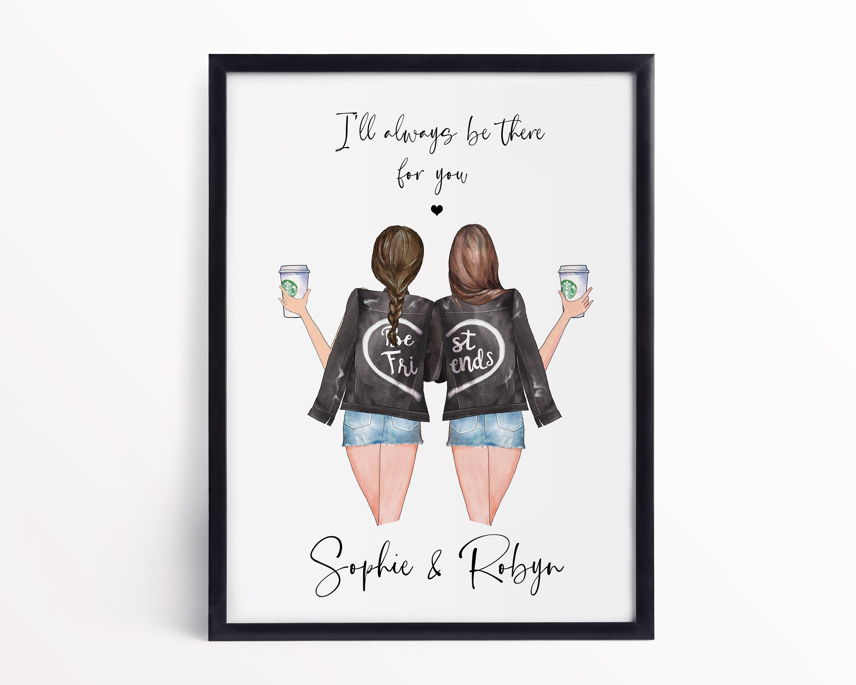 Best Friend Print frame Black & White Bestie Gift A4 Size Etsy UK