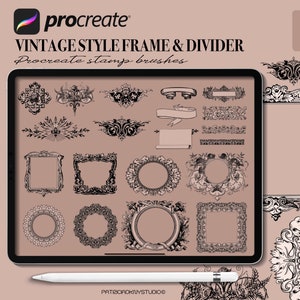 Marcos de estilo vintage, separadores de texto y pancartas de cinta, pinceles de sellos Procreate, sellos de tinta vintage, sellos antiguos Procreate