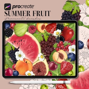 Procreate fruit stamps, fruit brushes, iPad brushes, sticker and tattoo stencil