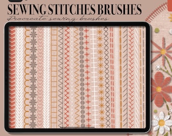 Pincéis de costura para Procreate, pincéis de textura de tecido, pincéis de bordado para Procreate, pincéis de tricô, pincéis de textura de linho.