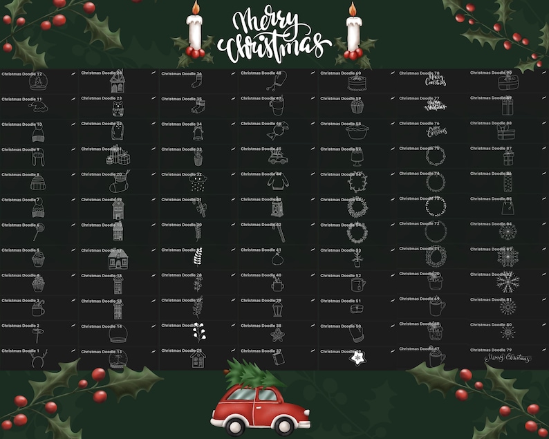 Pinceles navideños Procreate, garabatos navideños, sellos navideños Procreate, pegatinas navideñas, pinceles de invierno, paquetes de pinceles imagen 7