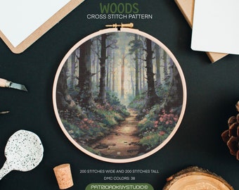 Patrón de punto de cruz "Magic Woods": Bordado de bosque de hadas (PDF)