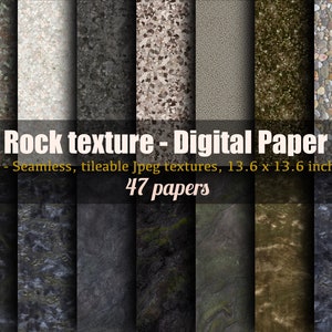Pack de papier de scrapbooking numérique à texture rocheuse, motif de mur de roche et de gravier sans soudure, toile de fond de photographie numérique, texture de mur en pierre 4K