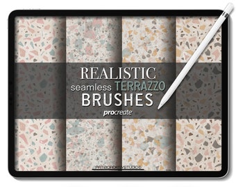 Terrazzo Procreate brushes, Realistic, High resolution terrazzo textures, Seamless pattern brush