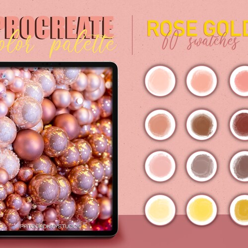 Procreate Color Palette Rose Gold Metallic Color Swatches Etsy