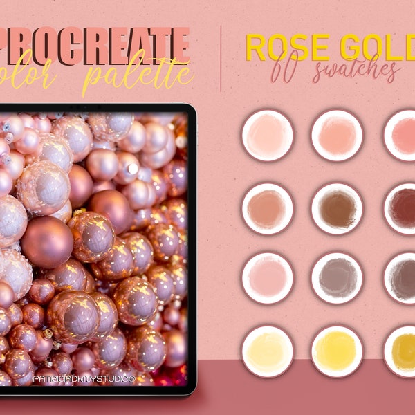 Procreate color palette - Rose gold metallic color swatches