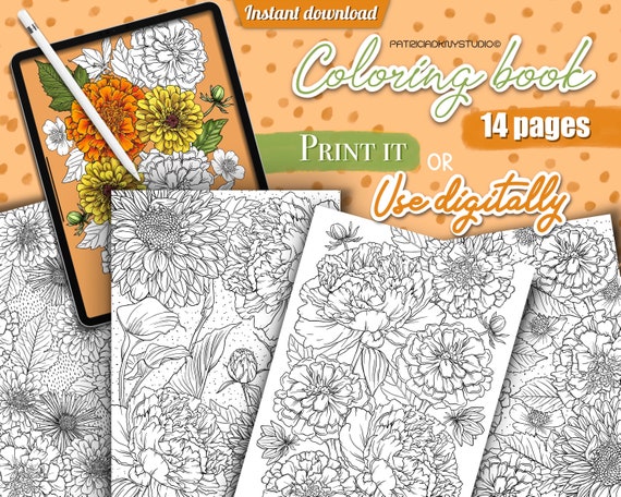 Libro da colorare, pagine da colorare per adulti, libro da colorare  digitale di fiori estivi per bambini, pagine da colorare di fiori, fogli da  colorare di fiori primaverili -  Italia