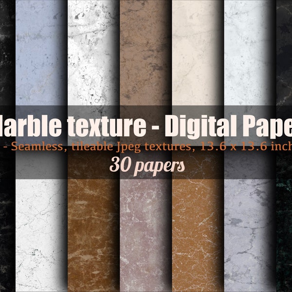 Marble texture digital scrapbook paper pack, Seamless marble wall pattern, digital photography background paper, 4K marble wall texture