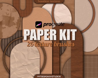 Procreate Papier-Kit-Pinsel, Papier-Ausschnitt-Stempel, Papier-Textur-Pinsel, Karton-Pinsel, nahtlose Texturen zeugen