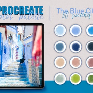 Blue City Procreate Color Palette: Morocco Pastel Swatches (Digital Download)