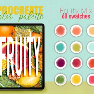 Procreate color palette - Fruity Mix swatches, Vibrant summer colors