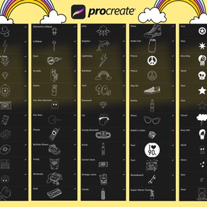 Procreate brushes, 90s icons, Procreate stamp brushes from the 2000s, old school doodles, retro, groovy brushes, 90’s sweets and games image 6